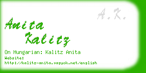 anita kalitz business card